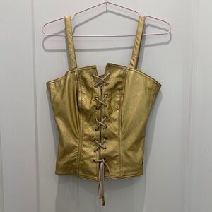 Gaelle Paris Elegant Gold Lace-Up Corset